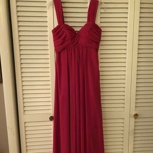 Bright pink long bridesmaids dress